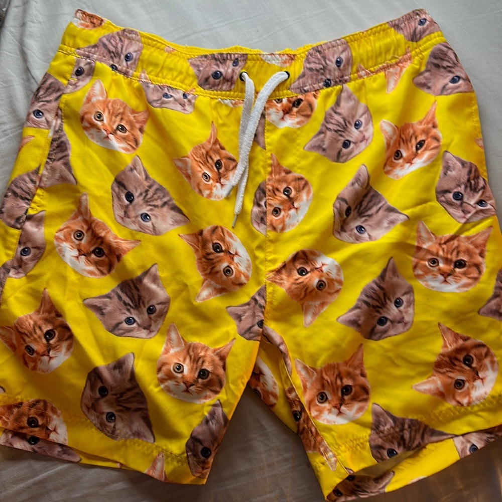 Men’s large swimming shorts, funny cat faces, new never worn